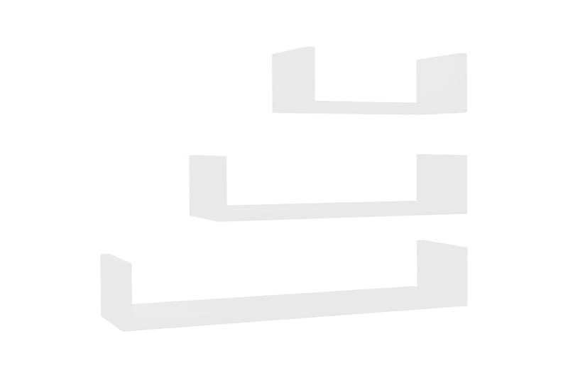 Vegghylle 3 stk hvit sponplate - Hvit - Oppbevaring - Hyller - Vegghylle