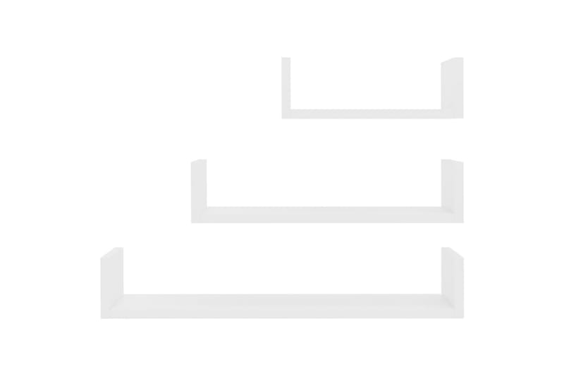 Vegghylle 3 stk hvit sponplate - Hvit - Oppbevaring - Hyller - Vegghylle