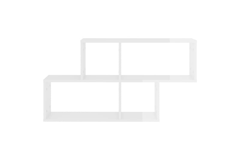 Vegghylle høyglans hvit 100x18x53 cm sponplate - Hvit - Oppbevaring - Hyller - Vegghylle