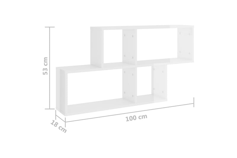 Vegghylle høyglans hvit 100x18x53 cm sponplate - Hvit - Oppbevaring - Hyller - Vegghylle