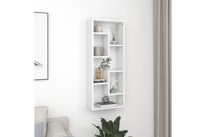 Vegghylle hvit 36x16x90 cm sponplate - Hvit - Oppbevaring - Hyller - Vegghylle