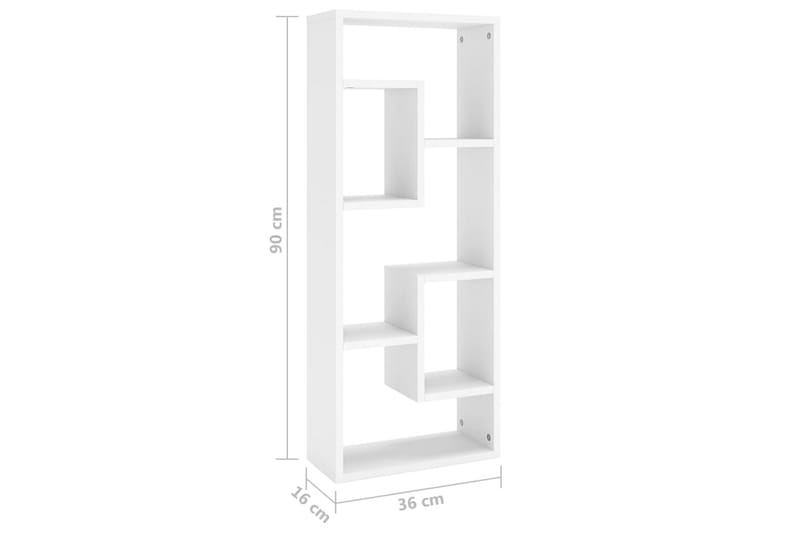 Vegghylle hvit 36x16x90 cm sponplate - Hvit - Oppbevaring - Hyller - Vegghylle