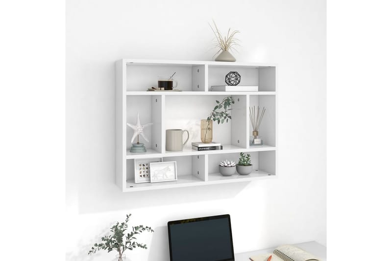 Vegghylle hvit 75x16x55 cm sponplate - Hvit - Oppbevaring - Hyller - Vegghylle