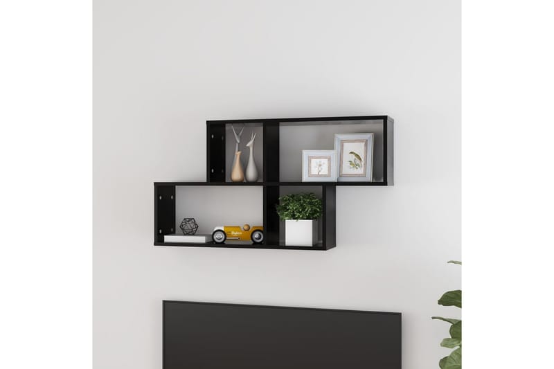 Vegghylle svart 100x18x53 cm sponplate - Svart - Oppbevaring - Hyller - Vegghylle