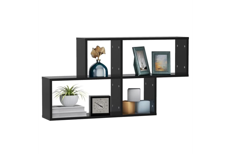 Vegghylle svart 100x18x53 cm sponplate - Svart - Oppbevaring - Hyller - Vegghylle