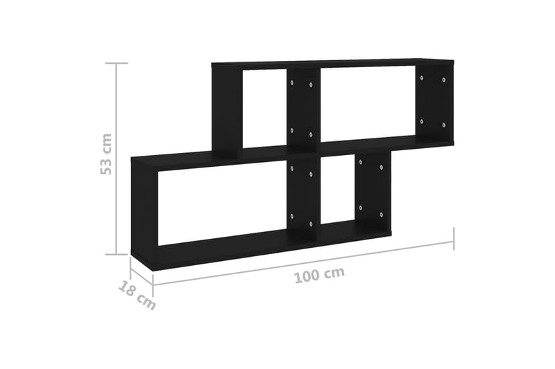 Vegghylle svart 100x18x53 cm sponplate - Svart - Oppbevaring - Hyller - Vegghylle