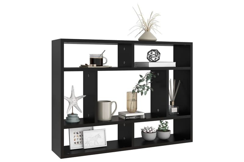 Vegghylle svart 75x16x55 cm sponplate - Svart - Oppbevaring - Hyller - Vegghylle