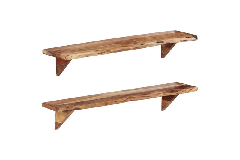 Vegghyller 2 stk 110x20x18 cm heltre akasie - Brun - Oppbevaring - Hyller - Vegghylle