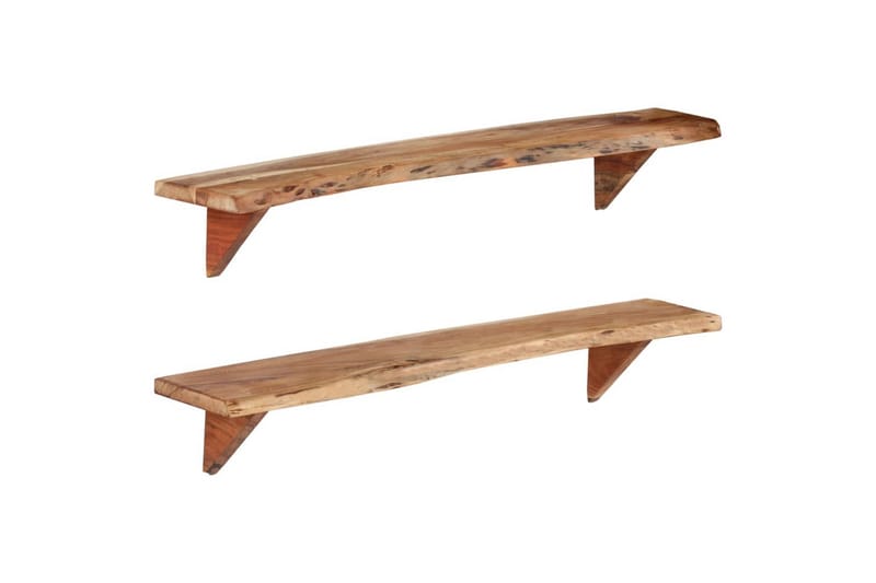 Vegghyller 2 stk 110x20x18 cm heltre akasie - Brun - Oppbevaring - Hyller - Vegghylle