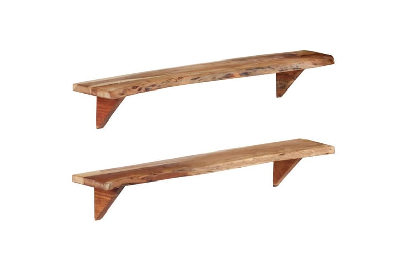 Vegghyller 2 stk 110x20x18 cm heltre akasie - Brun - Oppbevaring - Hyller - Vegghylle