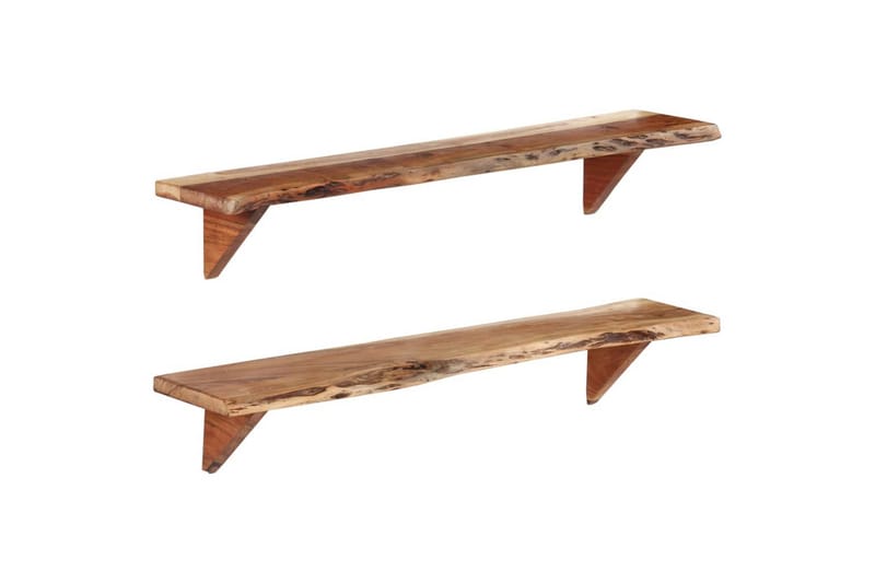 Vegghyller 2 stk 110x20x18 cm heltre akasie - Brun - Oppbevaring - Hyller - Vegghylle