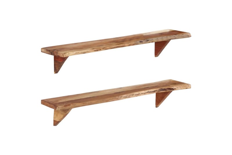 Vegghyller 2 stk 110x20x18 cm heltre akasie - Brun - Oppbevaring - Hyller - Vegghylle