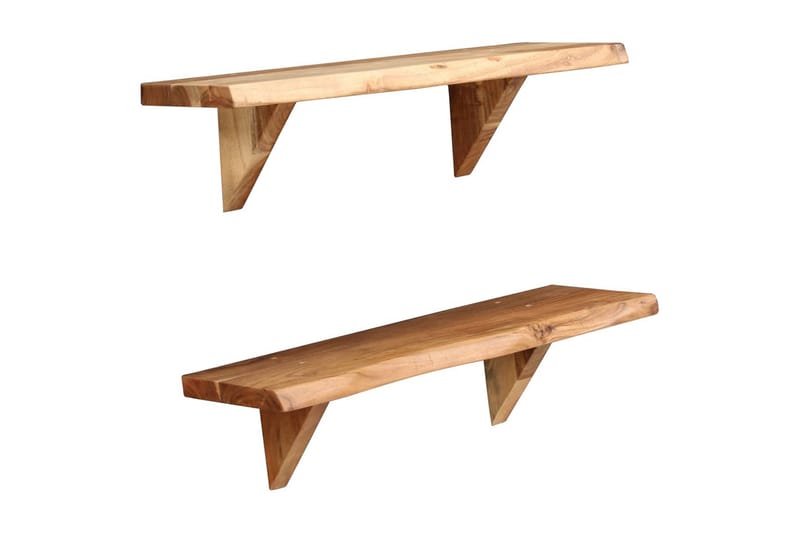 Vegghyller 2 stk 60x20x16 cm heltre akasie - Oppbevaring - Hyller - Vegghylle