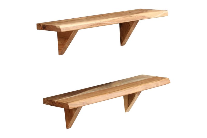 Vegghyller 2 stk 60x20x16 cm heltre akasie - Oppbevaring - Hyller - Vegghylle