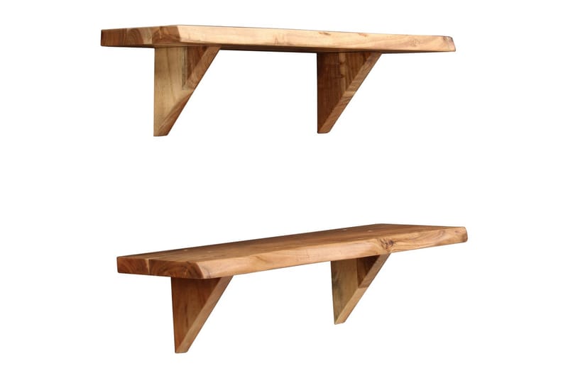 Vegghyller 2 stk 60x20x16 cm heltre akasie - Oppbevaring - Hyller - Vegghylle