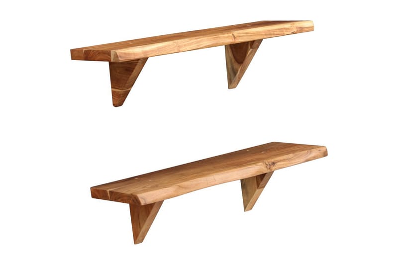Vegghyller 2 stk 60x20x16 cm heltre akasie - Oppbevaring - Hyller - Vegghylle