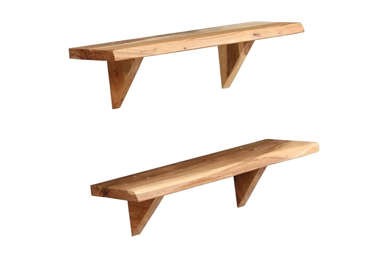 Vegghyller 2 stk 60x20x16 cm heltre akasie - Oppbevaring - Hyller - Vegghylle