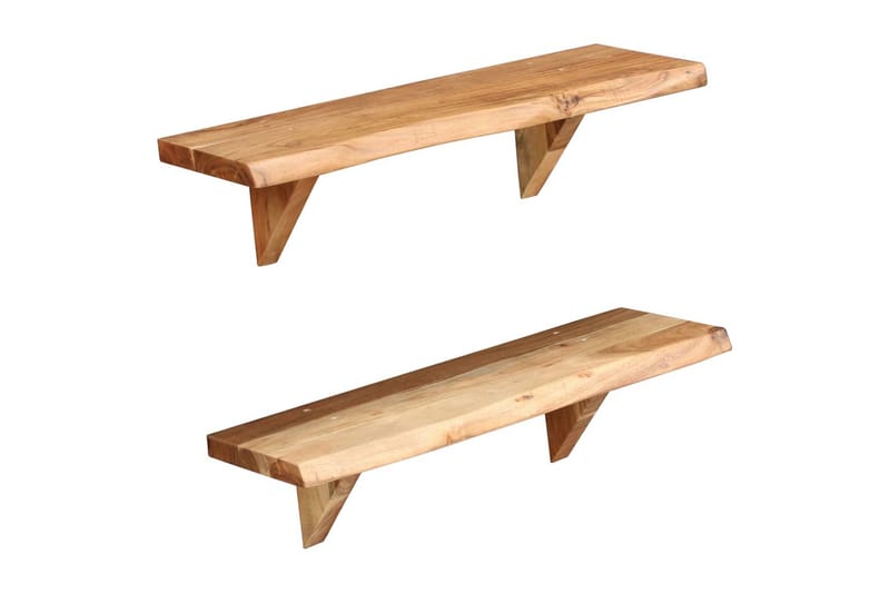 Vegghyller 2 stk 60x20x16 cm heltre akasie - Oppbevaring - Hyller - Vegghylle