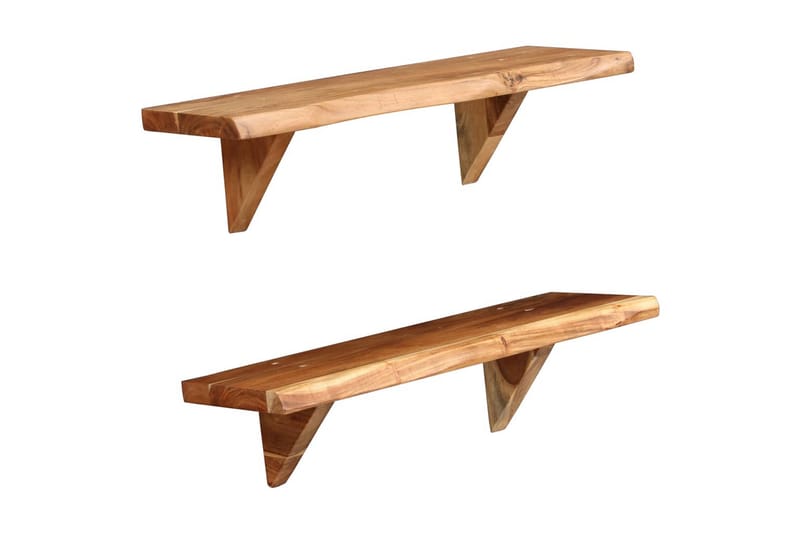 Vegghyller 2 stk 60x20x16 cm heltre akasie - Oppbevaring - Hyller - Vegghylle