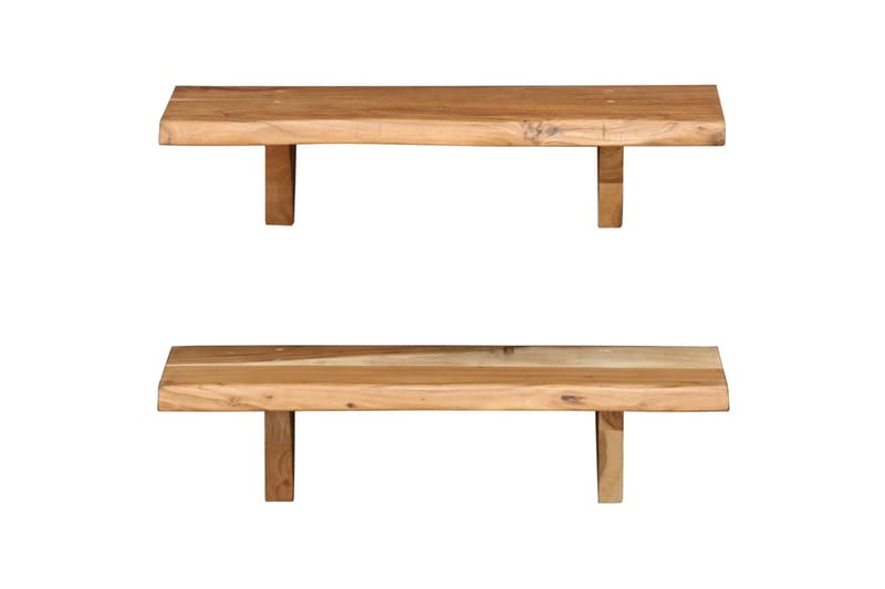 Vegghyller 2 stk 60x20x16 cm heltre akasie - Oppbevaring - Hyller - Vegghylle