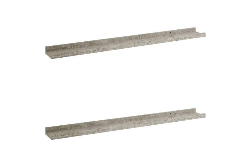 Vegghyller 2 stk betonggrå 80x9x3 cm - Grå - Oppbevaring - Hyller - Vegghylle