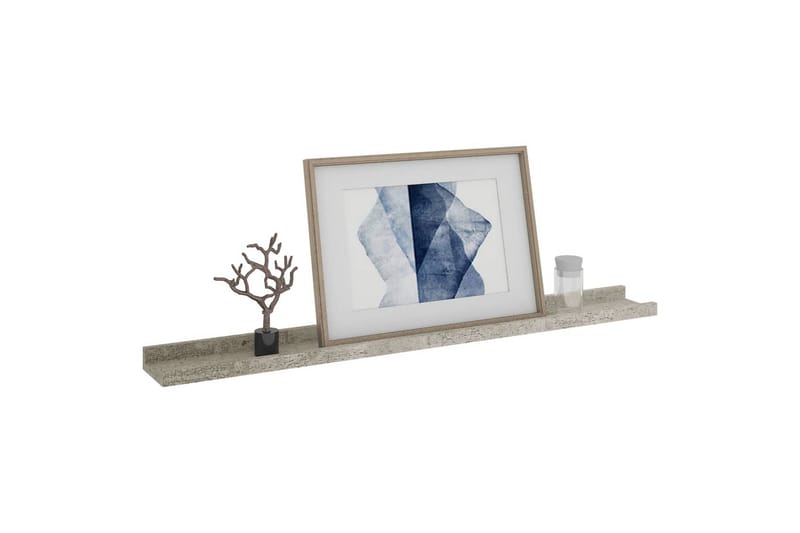 Vegghyller 2 stk betonggrå 80x9x3 cm - Grå - Oppbevaring - Hyller - Vegghylle
