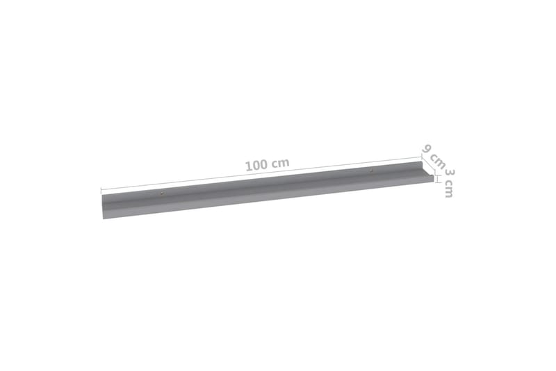 Vegghyller 2 stk grå 100x9x3 cm - Grå - Oppbevaring - Hyller - Vegghylle