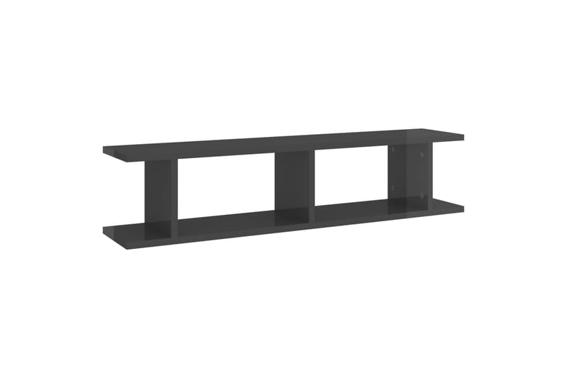 Vegghyller 2 stk høyglans grå 90x18x20 cm sponplate - Grå - Oppbevaring - Hyller - Vegghylle