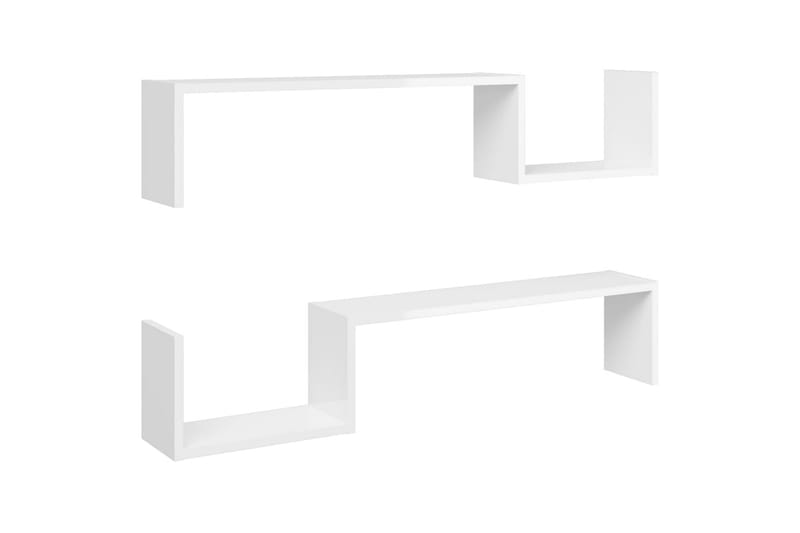 Vegghyller 2 stk høyglans hvit 100x15x20 cm sponplate - Hvit - Oppbevaring - Hyller - Vegghylle