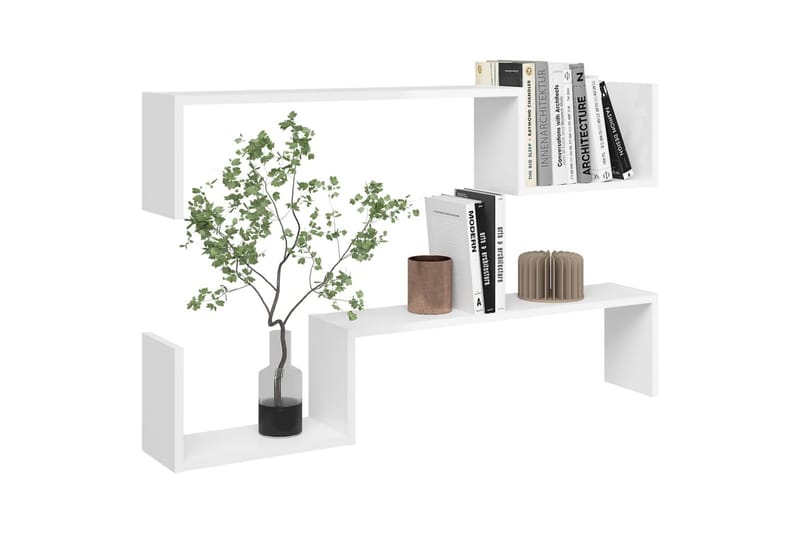 Vegghyller 2 stk høyglans hvit 100x15x20 cm sponplate - Hvit - Oppbevaring - Hyller - Vegghylle