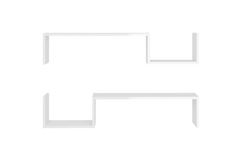Vegghyller 2 stk høyglans hvit 100x15x20 cm sponplate - Hvit - Oppbevaring - Hyller - Vegghylle