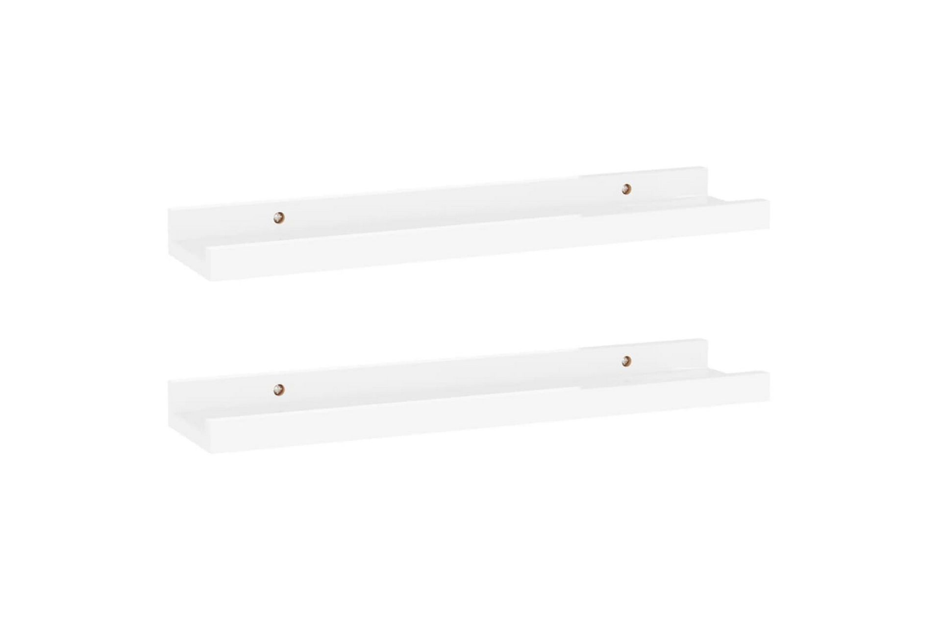 Vegghyller 2 stk høyglans hvit 40x9x3 cm - Hvit - Oppbevaring - Hyller - Vegghylle