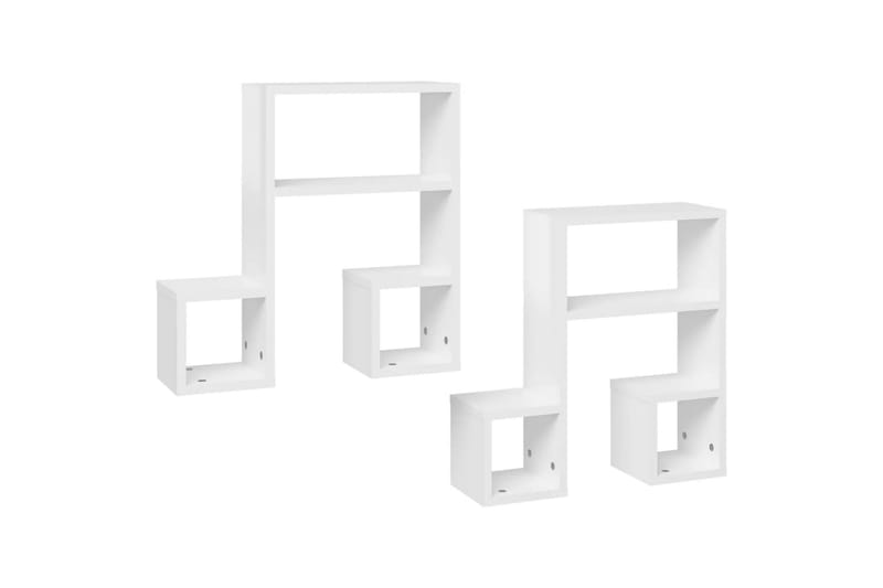 Vegghyller 2 stk høyglans hvit 50x15x50 cm sponplate - Hvit - Oppbevaring - Hyller - Vegghylle