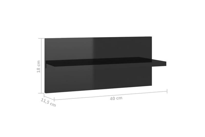 Vegghyller 2 stk høyglans svart 40x11,5x18 cm - Svart - Vegghylle