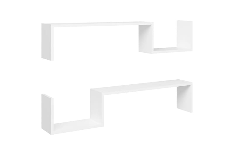 Vegghyller 2 stk hvit 100x15x20 cm sponplate - Hvit - Oppbevaring - Hyller - Vegghylle