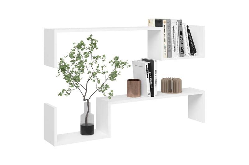 Vegghyller 2 stk hvit 100x15x20 cm sponplate - Hvit - Oppbevaring - Hyller - Vegghylle