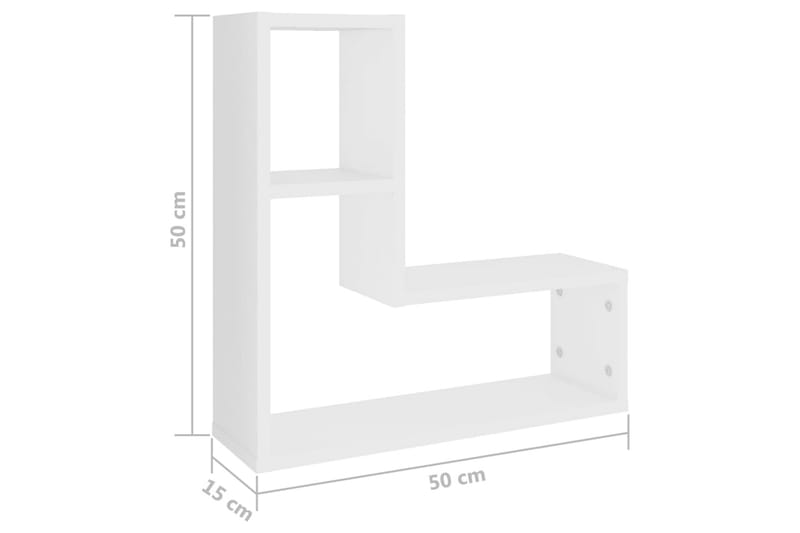 Vegghyller 2 stk hvit 50x15x50 cm sponplate - Hvit - Oppbevaring - Hyller - Vegghylle