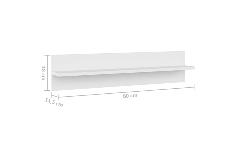 Vegghyller 2 stk hvit 80x11,5x18 cm sponplate - Hvit - Oppbevaring - Hyller - Vegghylle