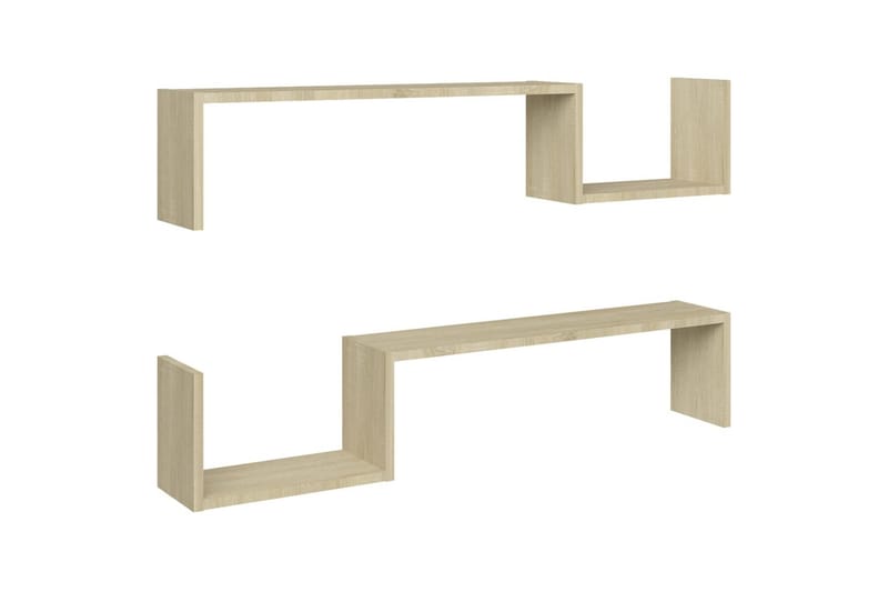 Vegghyller 2 stk sonoma eik 100x15x20 cm sponplate - Brun - Oppbevaring - Hyller - Vegghylle