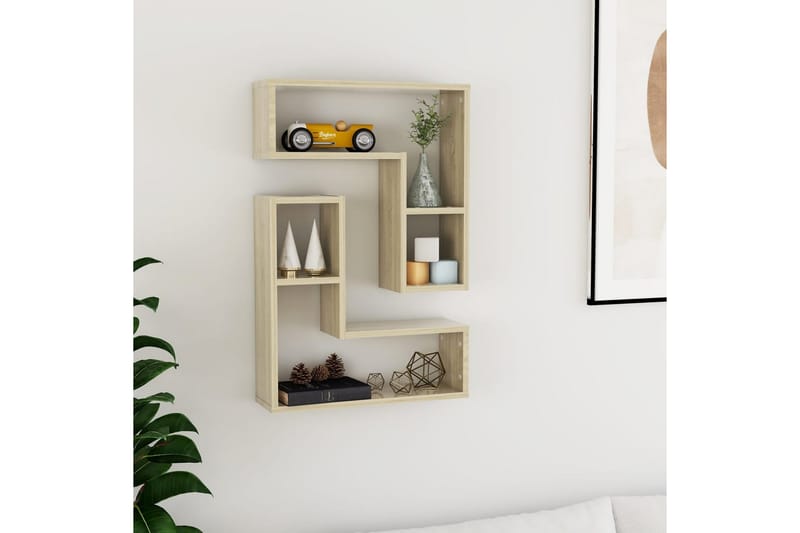Vegghyller 2 stk sonoma eik 50x15x50 cm sponplate - Brun - Oppbevaring - Hyller - Vegghylle