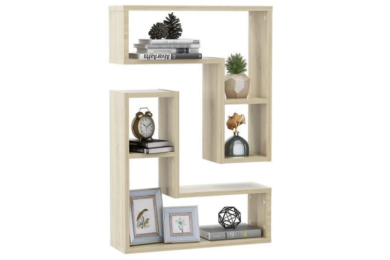 Vegghyller 2 stk sonoma eik 50x15x50 cm sponplate - Brun - Oppbevaring - Hyller - Vegghylle