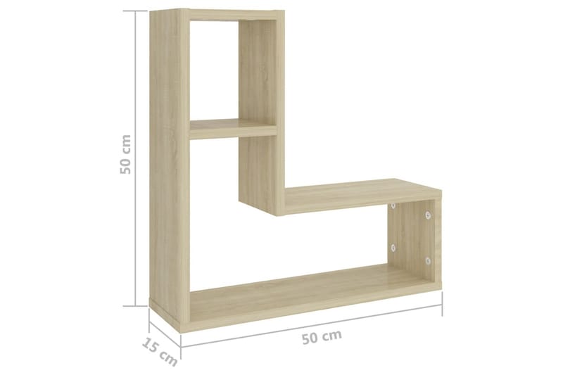 Vegghyller 2 stk sonoma eik 50x15x50 cm sponplate - Brun - Vegghylle