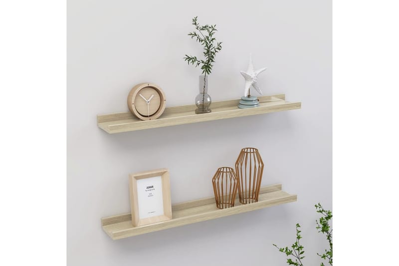 Vegghyller 2 stk sonoma eik 60x9x3 cm - Brun - Oppbevaring - Hyller - Vegghylle