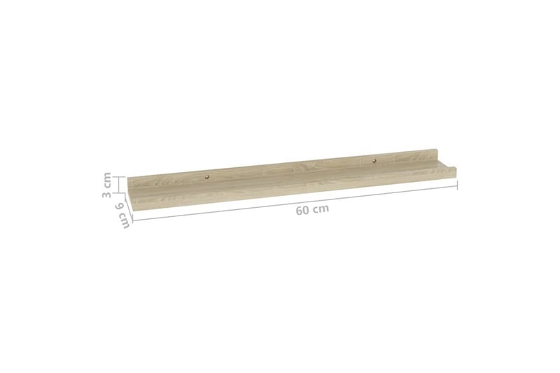 Vegghyller 2 stk sonoma eik 60x9x3 cm - Brun - Vegghylle