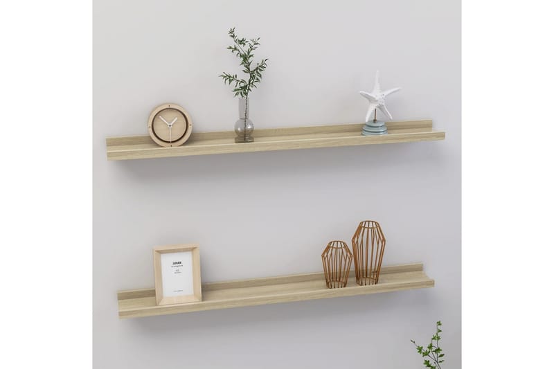Vegghyller 2 stk sonoma eik 80x9x3 cm - Brun - Oppbevaring - Hyller - Vegghylle