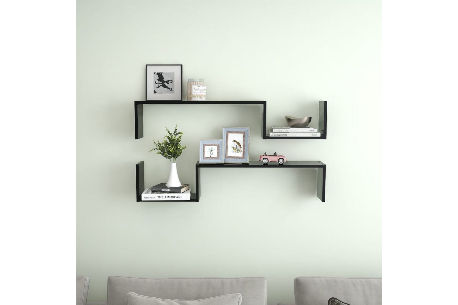 Vegghyller 2 stk svart 100x15x20 cm sponplate - Svart - Oppbevaring - Hyller - Vegghylle