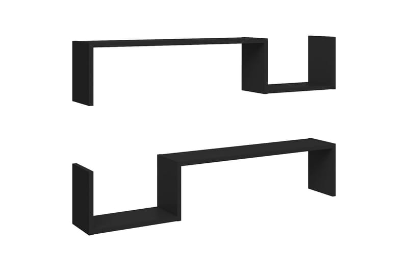 Vegghyller 2 stk svart 100x15x20 cm sponplate - Svart - Oppbevaring - Hyller - Vegghylle