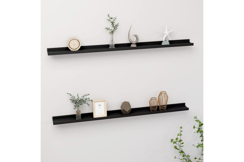 Vegghyller 2 stk svart 115x9x3 cm - Svart - Oppbevaring - Hyller - Vegghylle