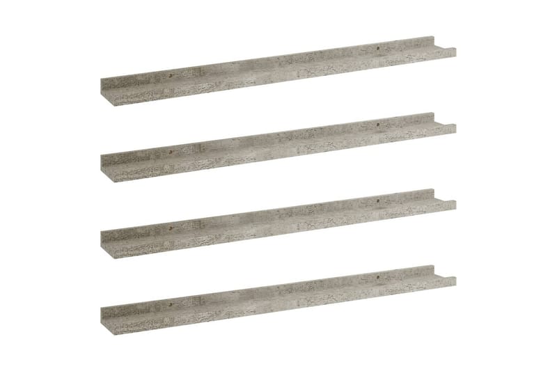 Vegghyller 4 stk betonggrå 80x9x3 cm - Grå - Oppbevaring - Hyller - Vegghylle