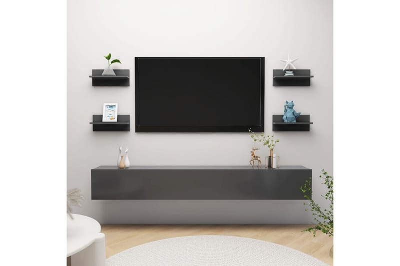 Vegghyller 4 stk grå 40x11,5x18 cm sponplate - Grå - Oppbevaring - Hyller - Vegghylle